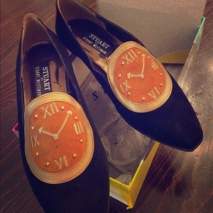 Stuart Weitzman black suede novelty loafers